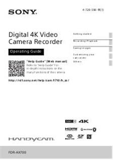 Sony FDR AX700 manual. Camera Instructions.